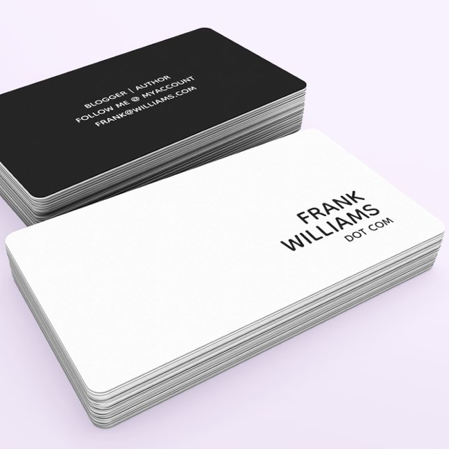 Carte De Visite URL de site Web personnel noir et blanc (Créateur téléchargé)