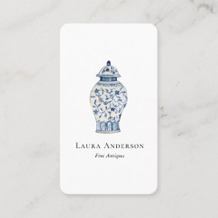 Carte De Visite Urne bleue et blanche aquarelle 