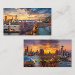 Carte De Visite USA Travel & Emergency Info Business Card - Person