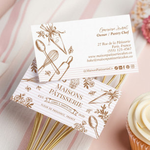 Carte De Visite Ustensile de cuisine à rayures chic Pâtisserie Gât