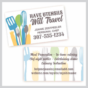 Carte De Visite ustensiles de cuisine cuisine cuisinier traiteur