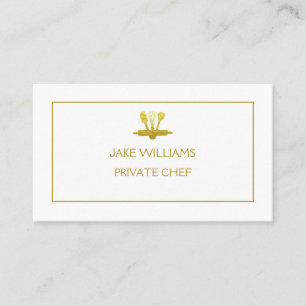 CARTE DE VISITE USTENSILES DE CUISINE EN OR FAUX CHEF PRIVÉ