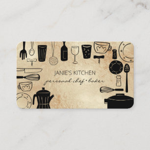 Carte De Visite Ustensiles de Cuisine et de Pâtisserie Modernes
