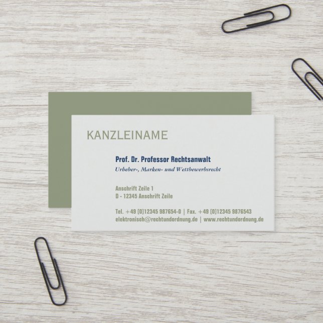 Carte De Visite Utilisation professionnelle claire moderne (Devant/Arrière en situation)