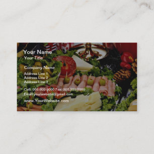 Carte De Visite Vacances avec le plateau d'épicerie, la cuvette d