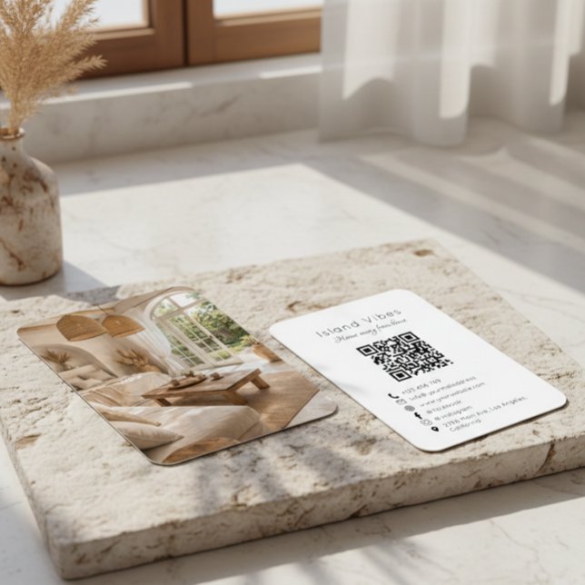 Carte De Visite Vacation Rental Guest House Photo QR Code (Créateur téléchargé)