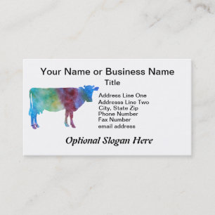 Carte De Visite Vache à arc-en-ciel avec le texte personnalisable