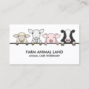 Carte De Visite Vache animale de ferme blanche Mouton Chèvre Porc