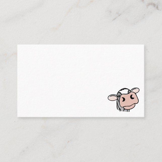 Carte De Visite vache de dessin animé noir blanc rose baiser gris  (Devant)