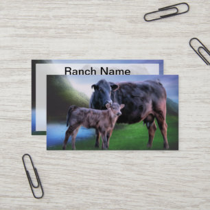 Carte De Visite Vache et veau Black Angus