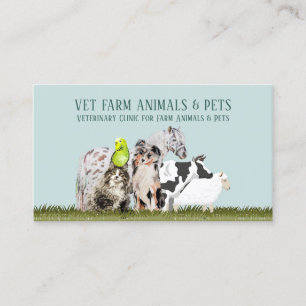 Carte De Visite Vache verte mouton chien chat oiseau animal maison