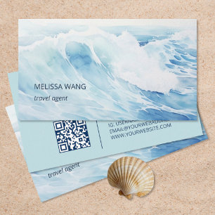 Carte De Visite Vague à l'aquarelle
