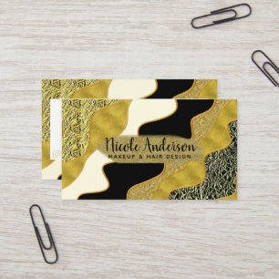 Carte De Visite Vague Abstrait Doré Moderne Luxe Tendance
