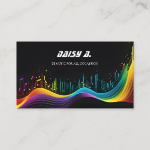 Carte De Visite vague de musique colorée Miminal black DJ party pl