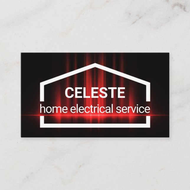 Carte De Visite Vague Électrique Rouge Alimente La Maison (Devant)