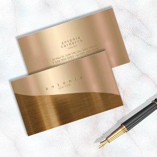 Carte De Visite Vague métallique minimaliste Gold à deux tons ID80