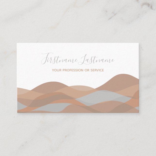 Carte De Visite Vagues abstraites calligraphiées de sable beige (Devant)