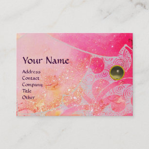 Carte De Visite VAGUES AGATE MONOGRAM, rose vif gris violet bleu