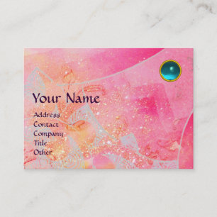 Carte De Visite VAGUES AQUAMARINE MONOGRAM, rose vif violet bleu