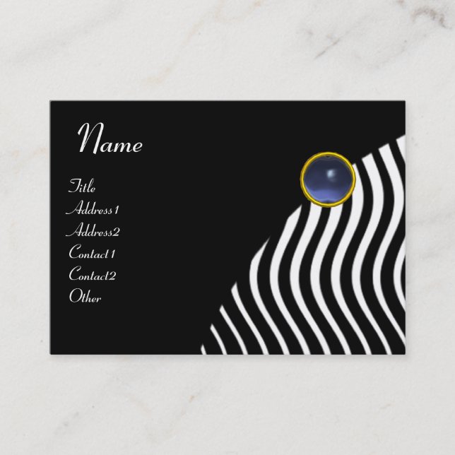 CARTE DE VISITE VAGUES BLANCHES NOIRES, MONOGRAMME EN PIERRE BLEUE (Devant)
