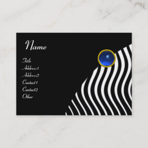 CARTE DE VISITE VAGUES BLANCHES NOIRES, MONOGRAMME EN PIERRE BLEUE