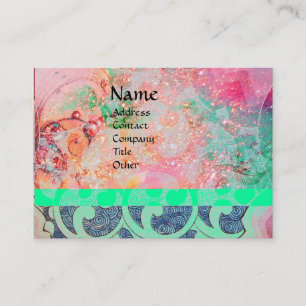 Carte De Visite VAGUES, bleu rose lumineux et vibrant