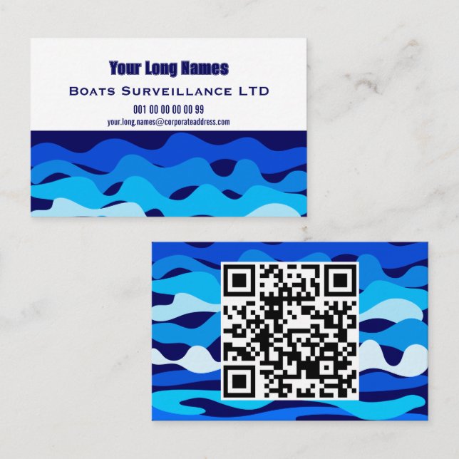 Carte De Visite Vagues bleues abstraites de style d'entreprise (Devant / Derrière)
