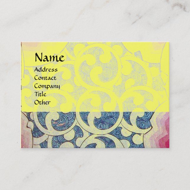 Carte De Visite VAGUES, brillantes, bleu rose vif (Devant)