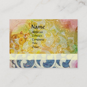 Carte De Visite VAGUES, brillantes, vibrantes, jaune, or bleu scin