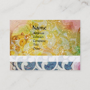 Carte De Visite VAGUES, brillantes, vibrantes, perles bleues jaune