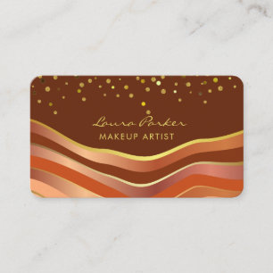 Carte De Visite Vagues Brun Or Minimal Rayures Maquilleur