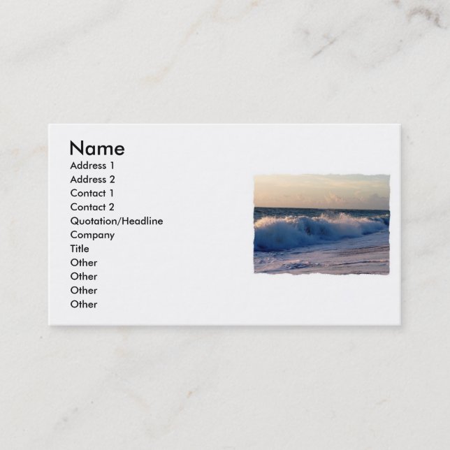 Carte De Visite Vagues de rupture courageuses sur une plage de la (Devant)