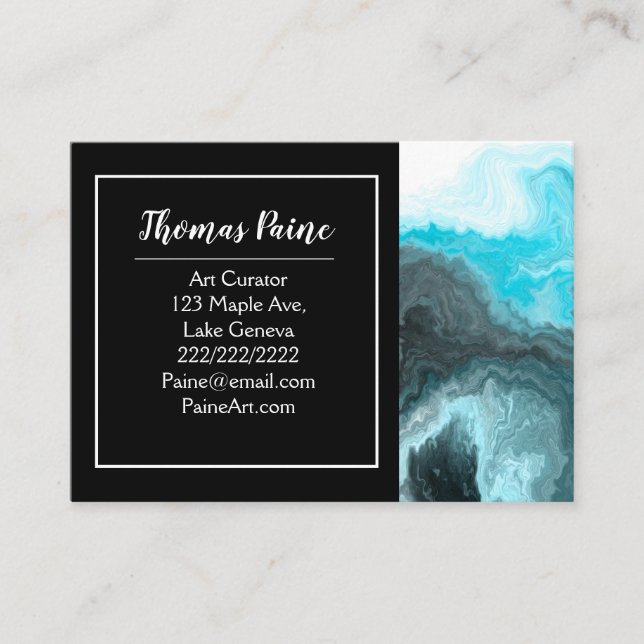 Carte De Visite Vagues de tourbillon bleues, blanches et noires (Devant)