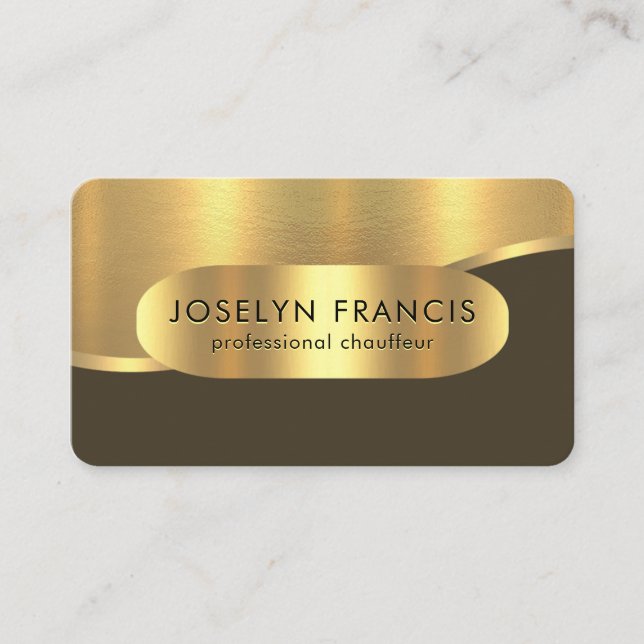 Carte De Visite Vagues dorées luxueuses pour chauffeur (Devant)