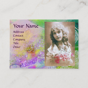 Carte De Visite VAGUES MONOGRAM MODÈLE PHOTO rose violet vert