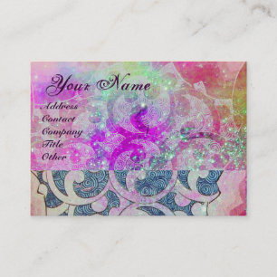 Carte De Visite VAGUES MONOGRAM, vibrante, bleu rose violet violet