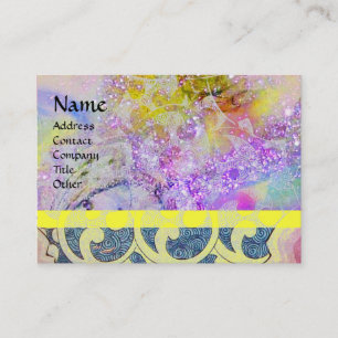 Carte De Visite VAGUES Monogramme, violet clair jaune vert