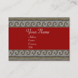 Carte De Visite VAGUES MOSAÏQUES, gris clair, rouge
