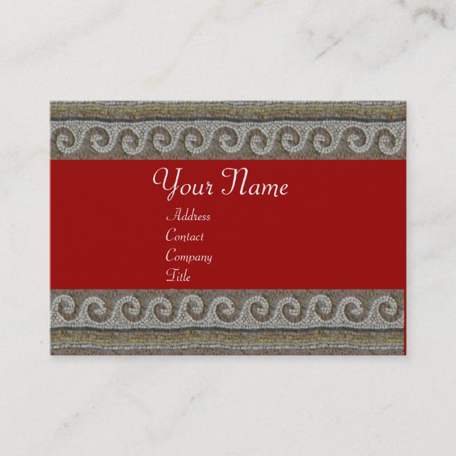 Carte De Visite VAGUES MOSAÏQUES, gris clair, rouge (Devant)