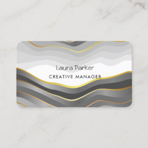 Carte De Visite Vagues océaniques courbes dorées minimales noir mo