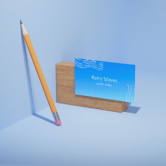 Carte De Visite Vagues Rétro -dégradé bleu (Créateur téléchargé)