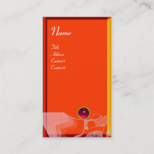 Carte De Visite VAGUES RUBY MONOGRAM, rose rouge jaune orange blan