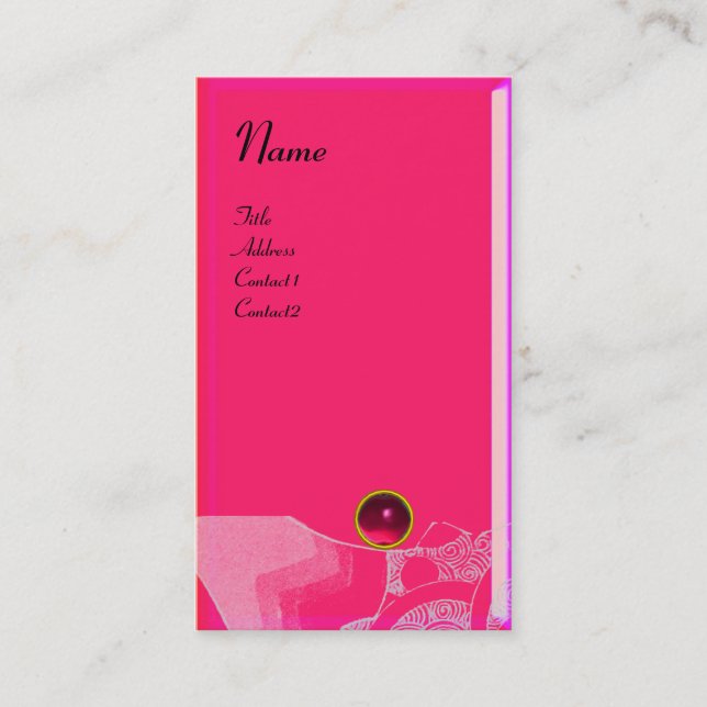 Carte De Visite VAGUES RUBY MONOGRAM, rose rouge noir (Devant)