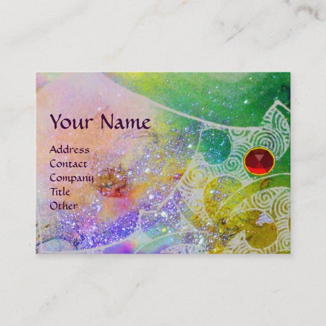 Carte De Visite VAGUES RUBY MONOGRAM, violet clair vert bleu rose (Devant)