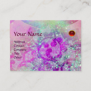 Carte De Visite VAGUES RUBY MONOGRAM, violet clair vert bleu rose