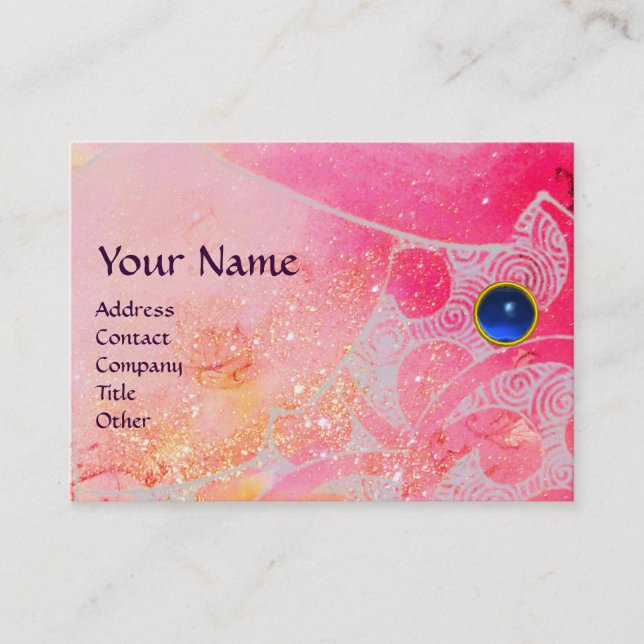 Carte De Visite VAGUES SAPPHIRE MONOGRAMME, rose rouge violet vif (Devant)