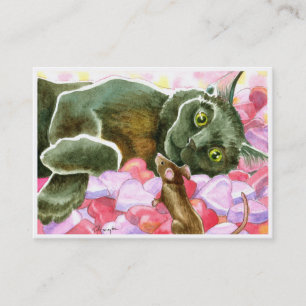 Carte De Visite Valentine Black Cat Double face ACEO print