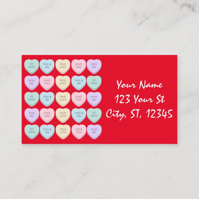 Carte De Visite Valentine Candy Hearts Thunder_Cove (Dos)