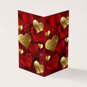 Carte De Visite Valentines dorées et rouges