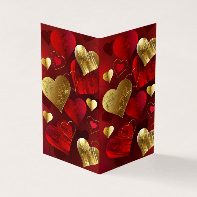 Carte De Visite Valentines dorées et rouges (Extérieur)